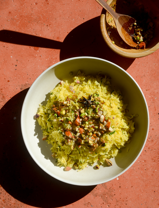 Golden Pilaf with Spiced Butter & Crunchy Nuts