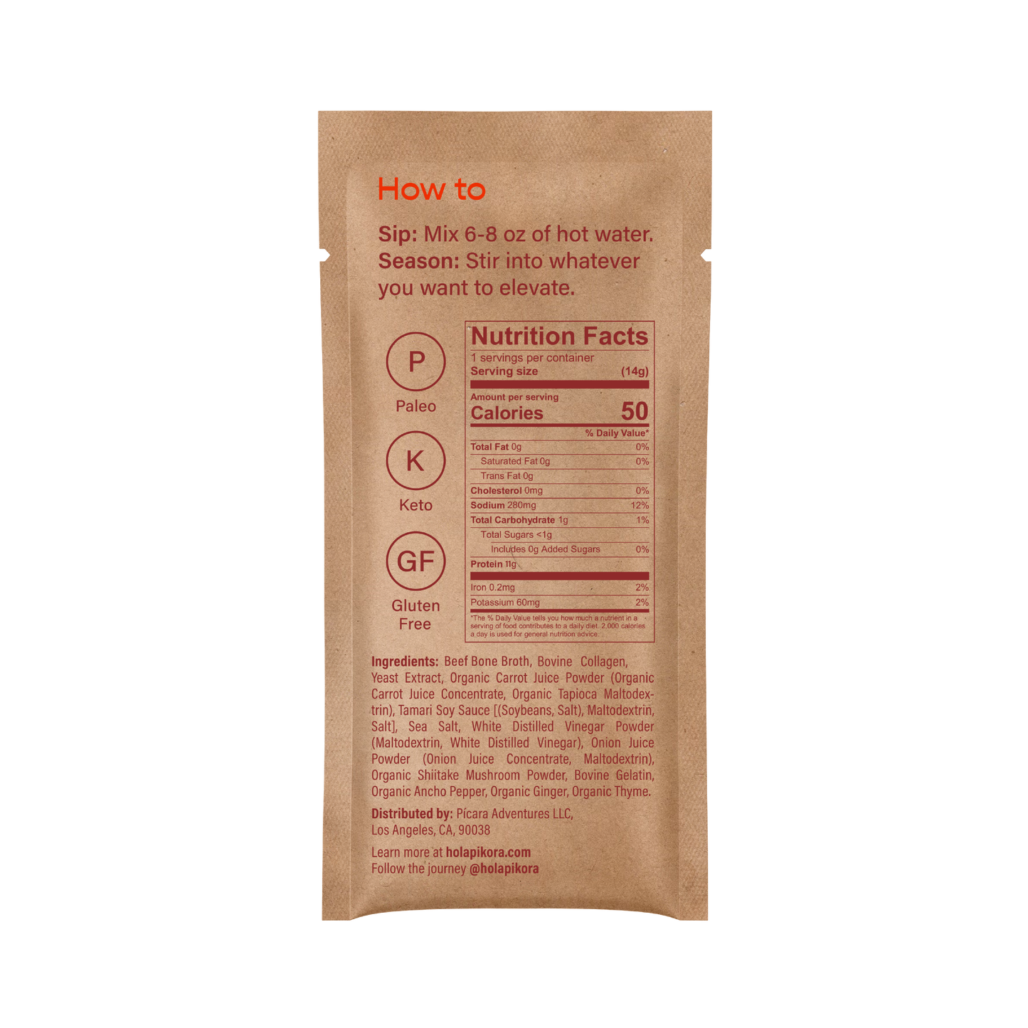 Beef Bone Broth (4 Single-Serve Sachets)